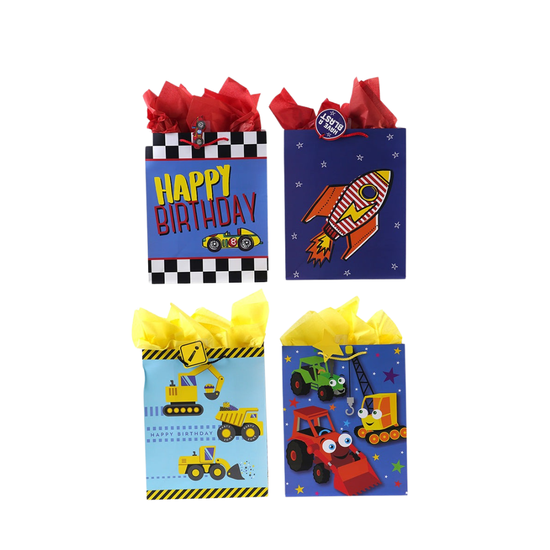 Large Transportation Birthday Party Printed Bag, 4 Designs