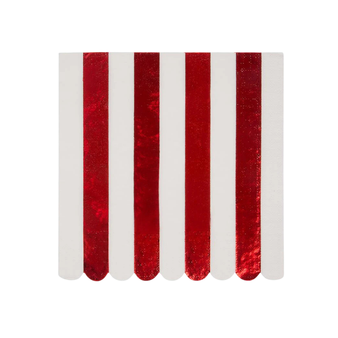White and Red Stripe Cocktail Napkins