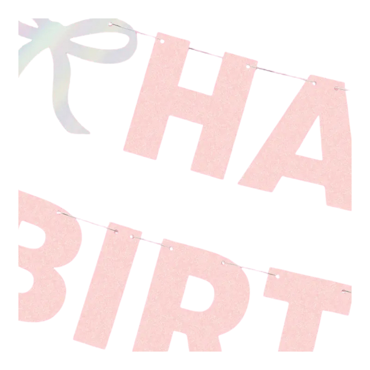 Pink Glitter "Happy Birthday" Iridescent Foil Banner