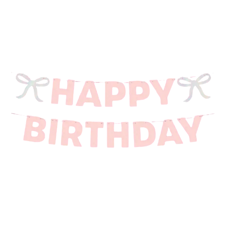 Pink Glitter "Happy Birthday" Iridescent Foil Banner