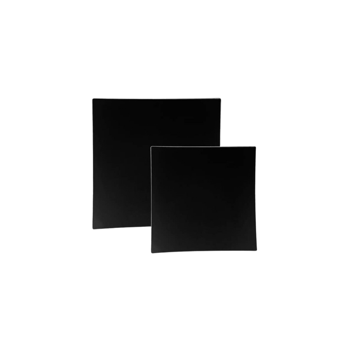 Black Square Silver Rimmed Plastic Plates - 2 Sizes