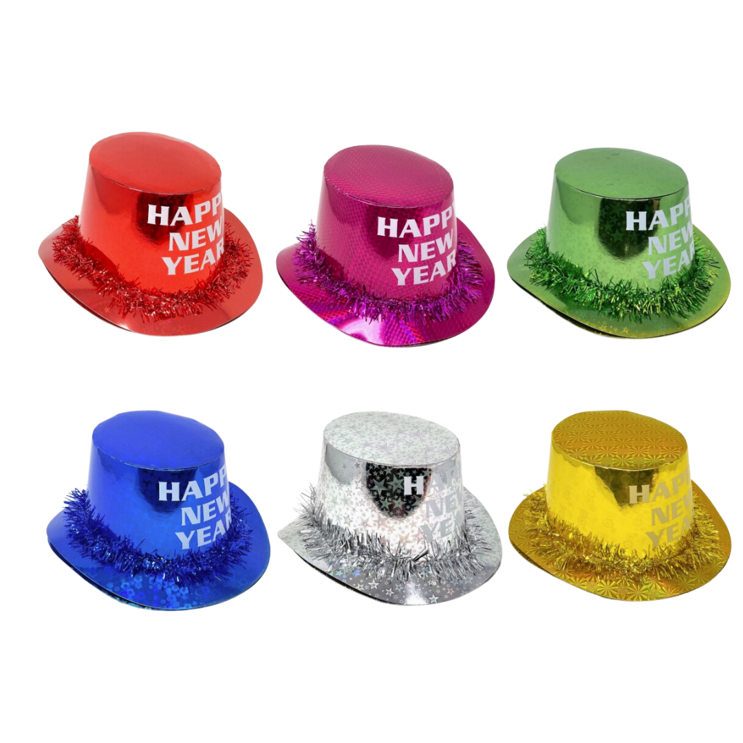 "Happy New Year" Assorted Color Party Hats