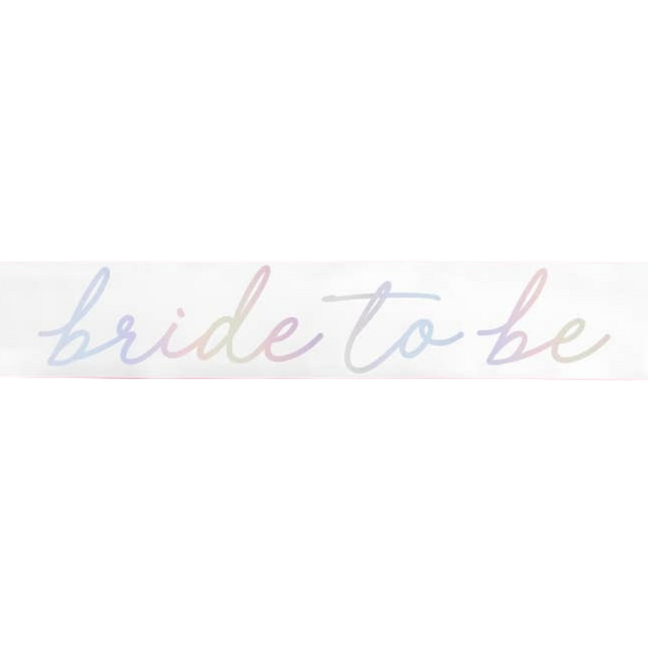 "Bride to Be" Iridescent White Bachelorette Party Sash
