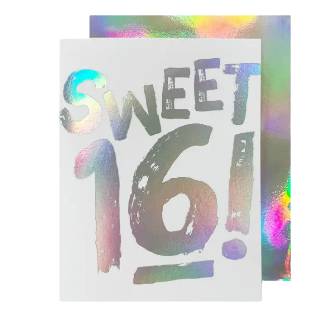 Sweet 16 Hologram Birthday Card Parte Haus Sweet 16 Hologram Birthday Card Parte Haus