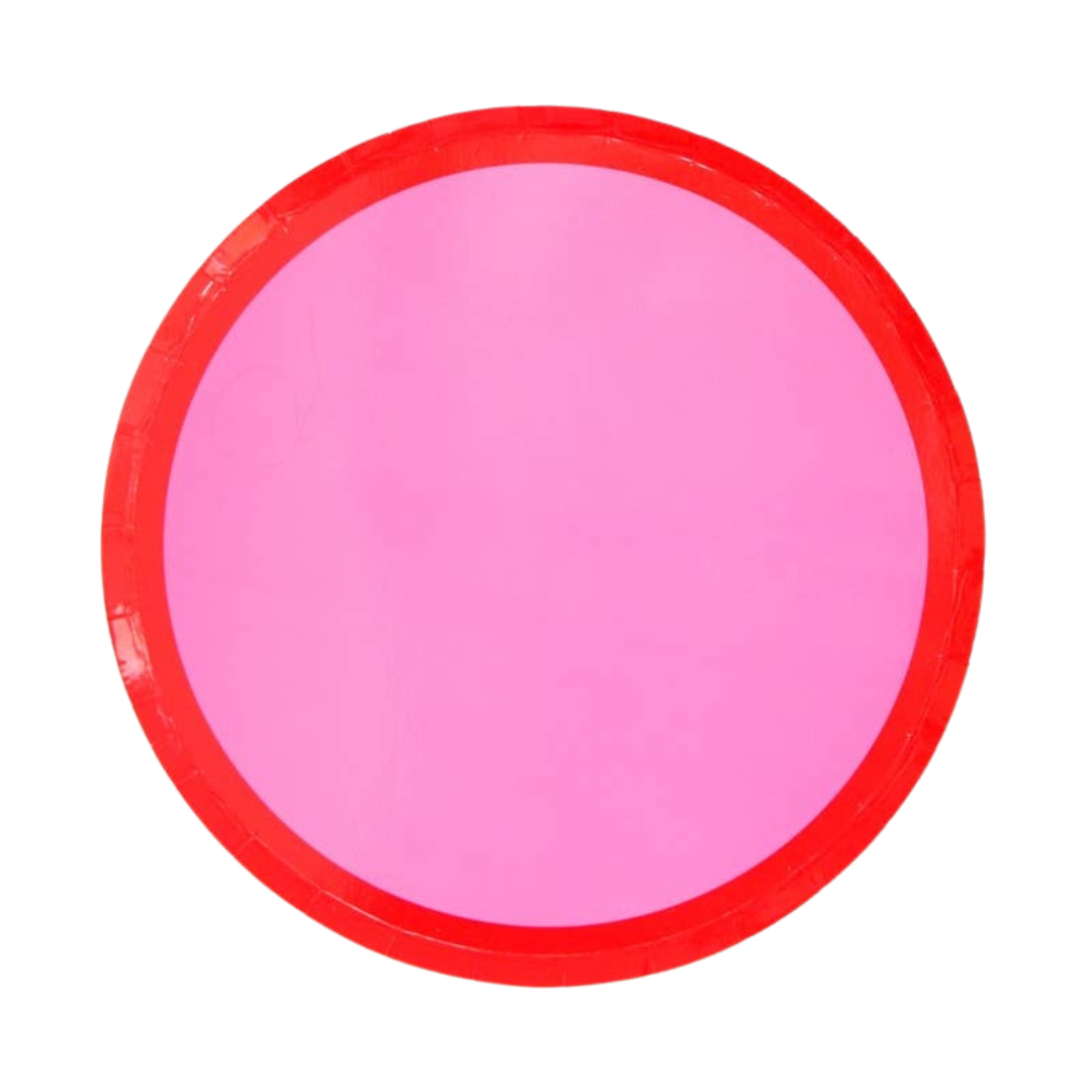 Red and Pink Color Block Paper Plate