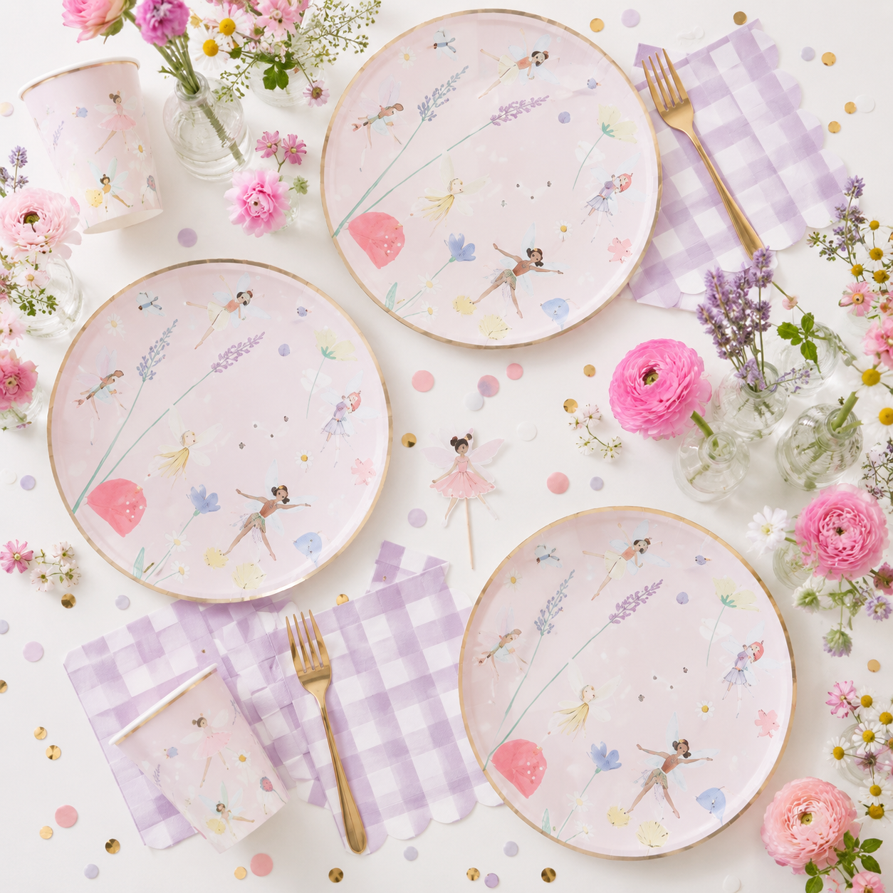 Pastel fairy napkin with scalloped edge whimsical fairy birthday theme from Parte Haus party supply store in Bethesda Maryland