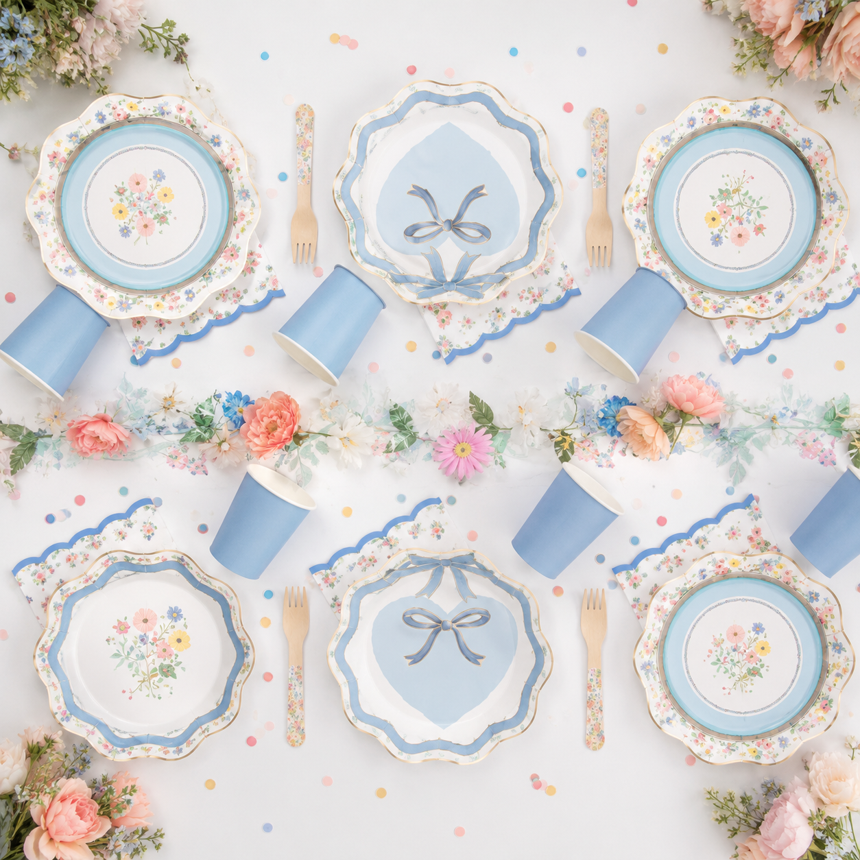 Pastel floral paper decorations spring theme from Parte Haus party supply store in Bethesda Maryland