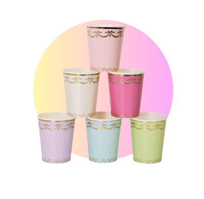 Gold paper cup metallic finish perfect for celebrations from Parte Haus party supply store in Bethesda MD