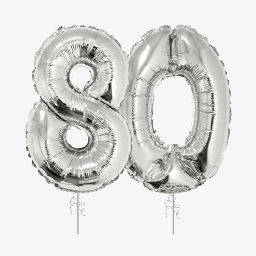 80th Birthday Helium Balloons