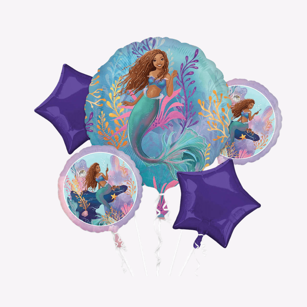 Purple and teal mermaid balloon bouquet birthday decoration from Parte Haus party supply store in Bethesda MD