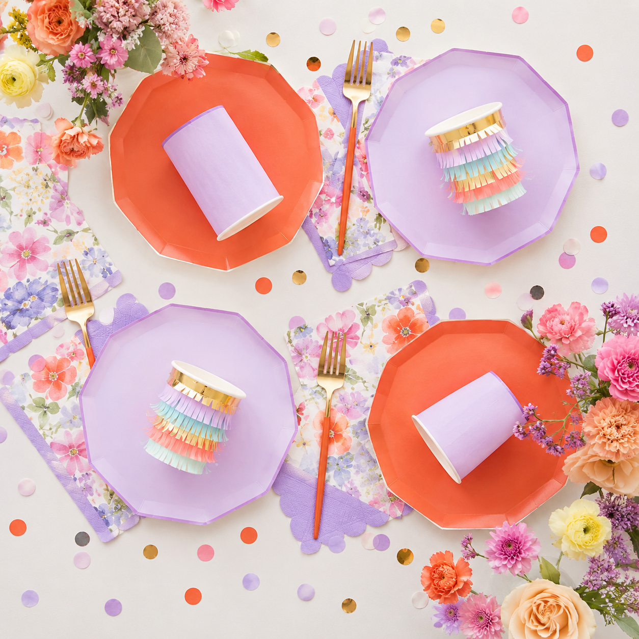 Pastel striped piñata box with flower accents birthday decoration from Parte Haus party supply store in Bethesda MD