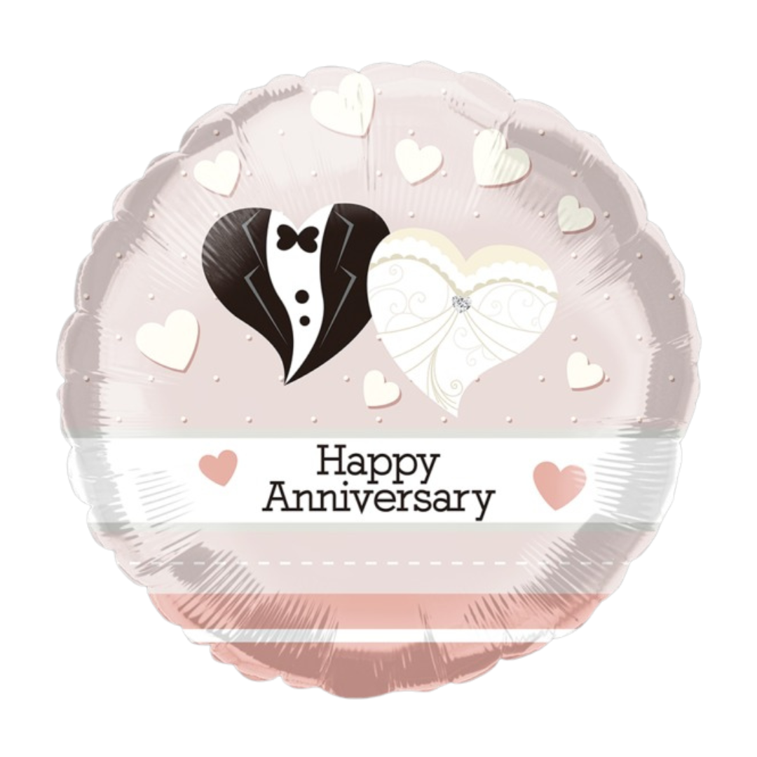 Peach Bride & Groom Happy Anniversary Foil Balloon, 18in