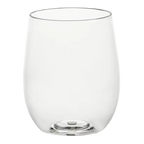 Clear stemless wine glass simple modern tableware for celebrations from Parte Haus party supply store in Bethesda MD