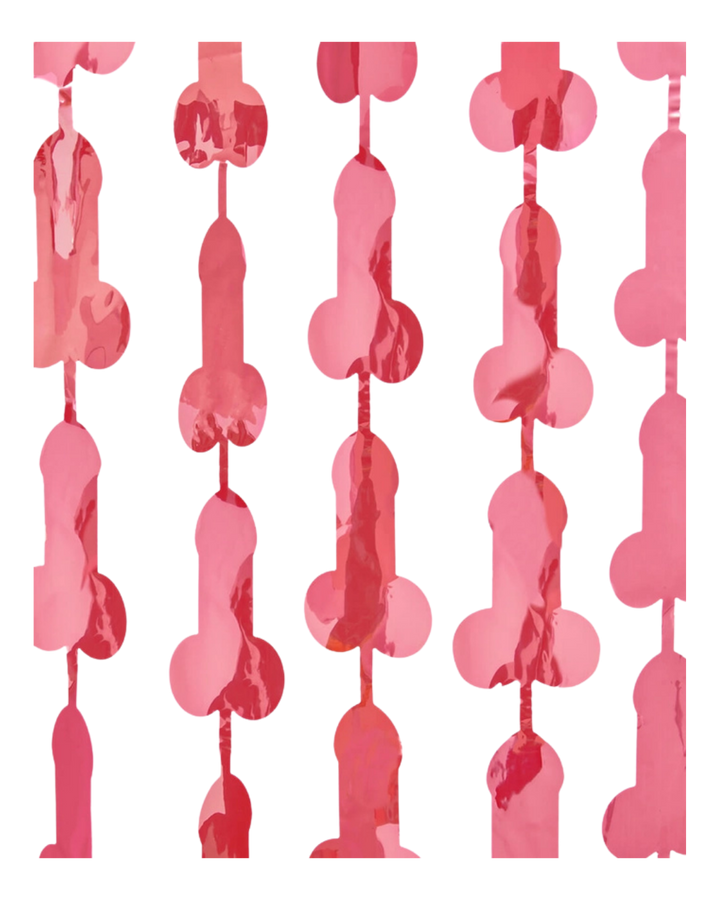 Rose Gold Penis Bachelorette Foil Curtain Backdrop