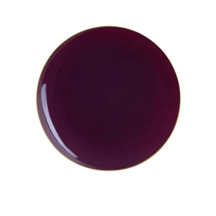 Purple Gold Rimmed Plastic Plates