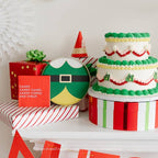 Green and red elf themed cake and presents for Christmas from Parte Haus party supply store in Bethesda MD