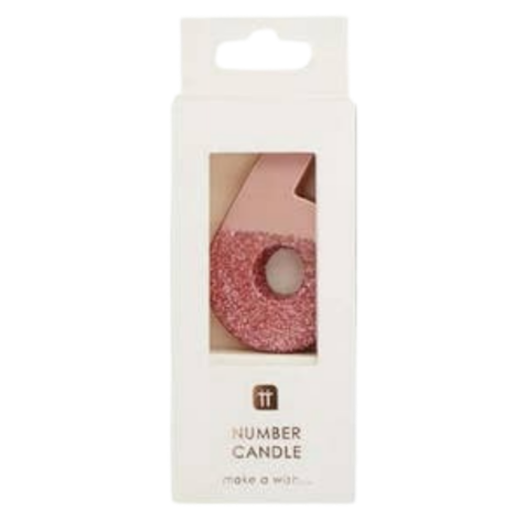 Rose Gold Ombre Glitter 0-9 Number Candles
