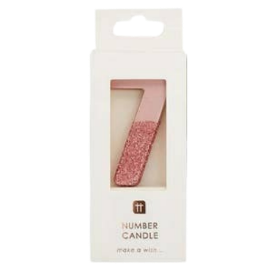 Rose Gold Ombre Glitter 0-9 Number Candles