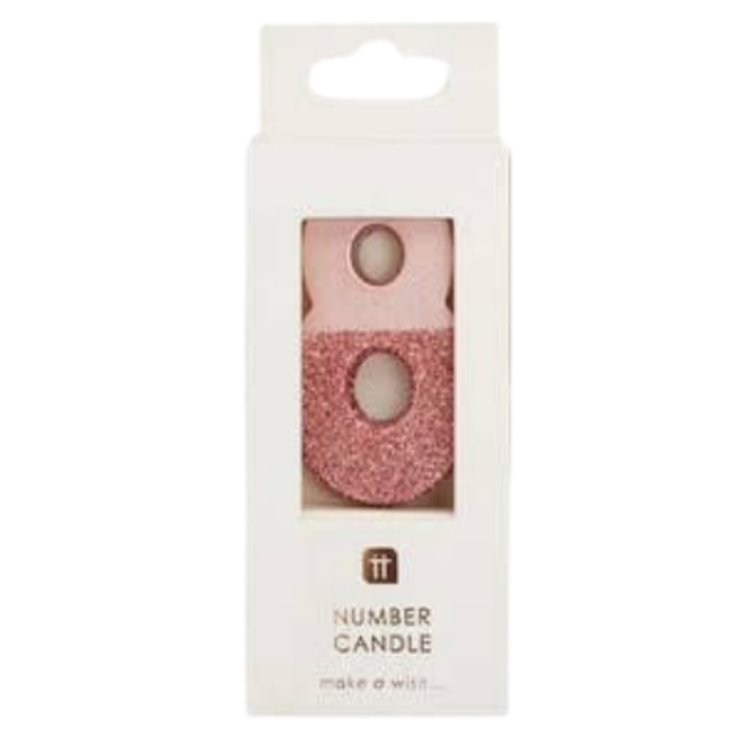 Rose Gold Ombre Glitter 0-9 Number Candles