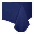 Navy blue rectangular table cover classic table setting from Parte Haus party supply store in Bethesda Maryland