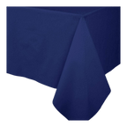 Navy blue rectangular table cover classic table setting from Parte Haus party supply store in Bethesda Maryland