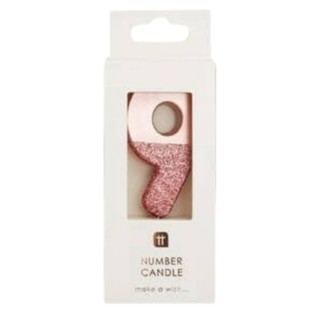Rose Gold Ombre Glitter 0-9 Number Candles