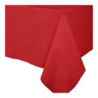 Red table cover with smooth fabric corner for birthday or holiday from Parte Haus party supply store in Bethesda MD