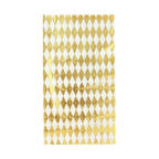 Gold and white harlequin napkin with diamond pattern for celebration from Parte Haus party supply store in Bethesda MD