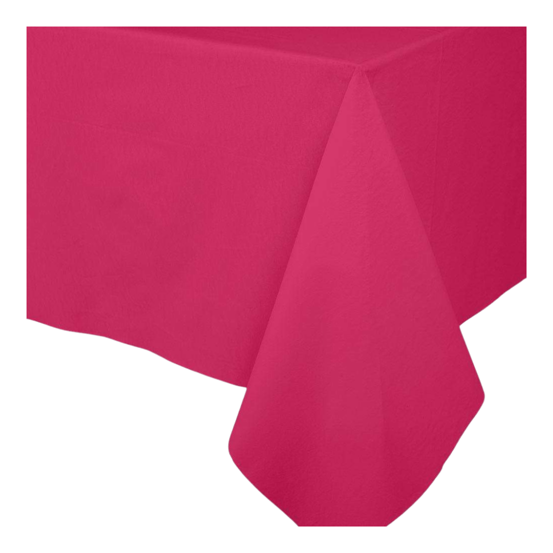 Hot pink table cover solid rectangular for birthday from Parte Haus party supply store in Bethesda Maryland