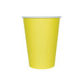 Yellow paper cup with plain design birthday from Parte Haus party supply store in Bethesda MD.