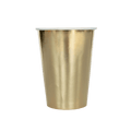 Gold paper cup with metallic finish perfect for celebrations from Parte Haus party supply store in Bethesda MD.
