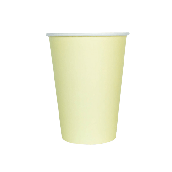 Yellow paper cup simple solid color for birthday from Parte Haus party supply store in Bethesda MD