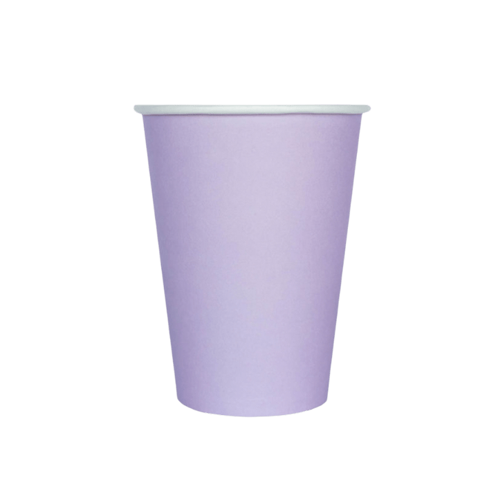 Lavender paper cup plain design birthday from Parte Haus party supply store in Bethesda Maryland