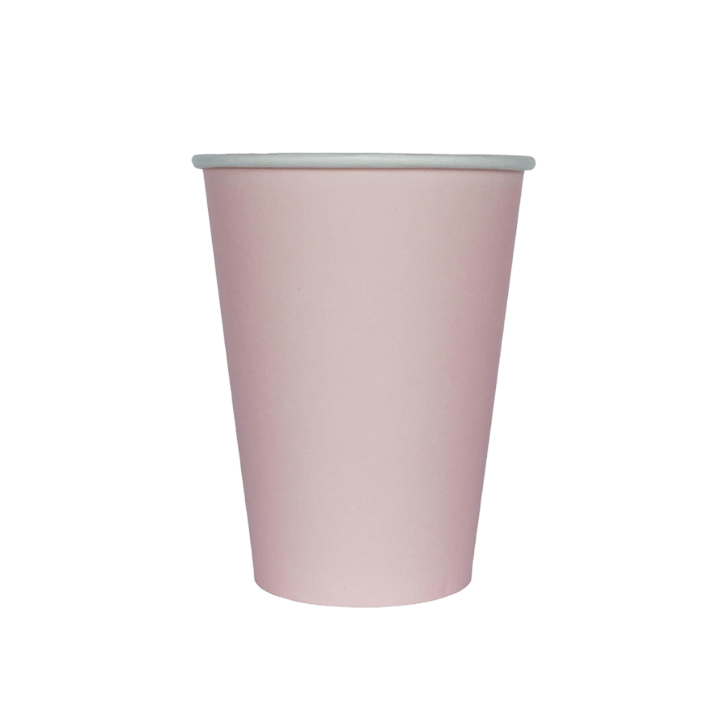 Pink paper cup with plain design for birthday celebration from Parte Haus party supply store in Bethesda MD