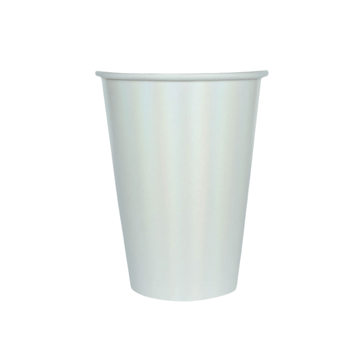 White paper cup with simple design for birthdays from Parte Haus party supply store in Bethesda MD.