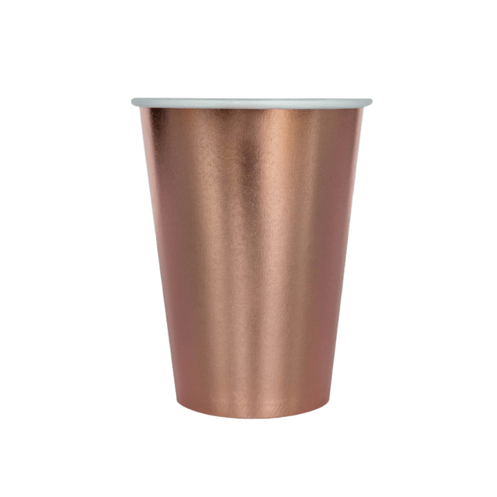 rose gold paper cup metallic finish for celebrations from Parte Haus party supply store in Bethesda Maryland