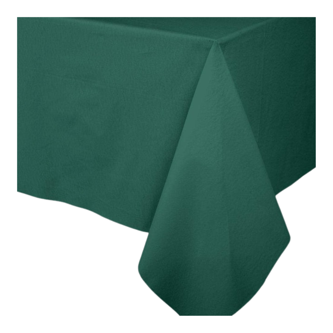 Hunter green rectangular table cover elegant solid decor from Parte Haus party supply store in Bethesda Maryland