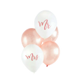Rose gold and white Mr and Mrs balloons wedding decor from Parte Haus party supply store in Bethesda MD