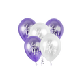 Purple and white engagement balloons with She Said Yes and Wife for Life bridal shower theme from Parte Haus party supply store in Bethesda MD.