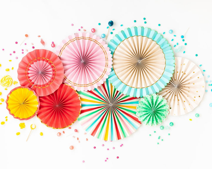 Multi Colored Hip Hip Hooray Party Fans Backdrop