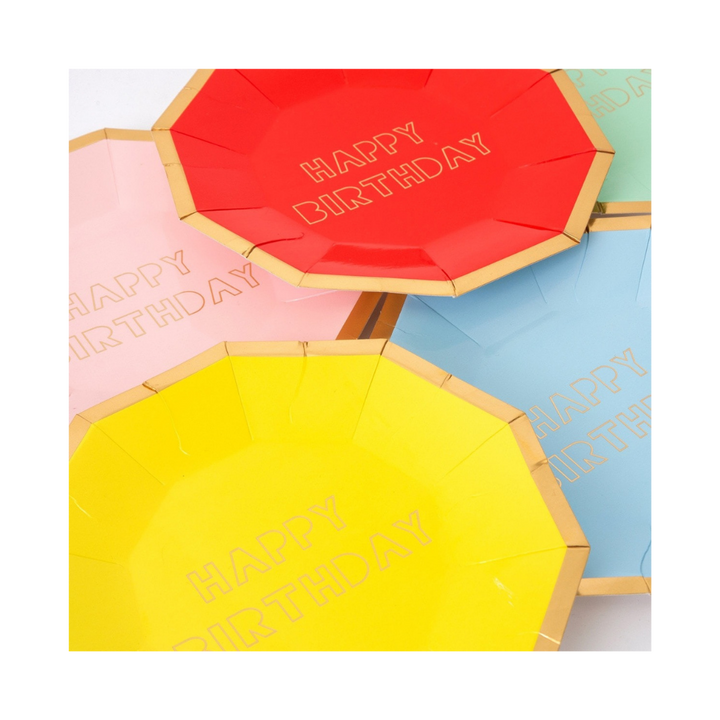 Colorful Happy Birthday Dessert Plates