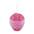 Pink shell shaped cup with straw for beach or mermaid theme from Parte Haus party supply store in Bethesda MD