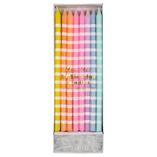 Assorted Pastel Striped Tall Candle Set