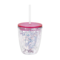 Pink glitter tumbler cup with straw birthday from Parte Haus party supply store in Bethesda Maryland