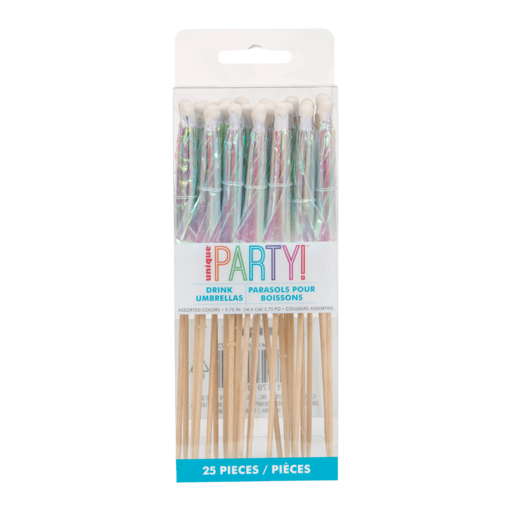 Iridescent Paper & Birch Drink Umbrellas – 12 Count