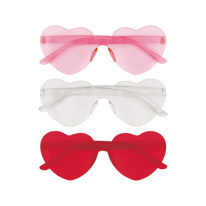 Red, White & Pink Heart Shaped Novelty Glasses