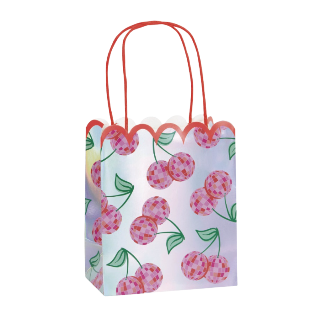 Iridescent with Red Foil Scalloped Edge Favor Bags