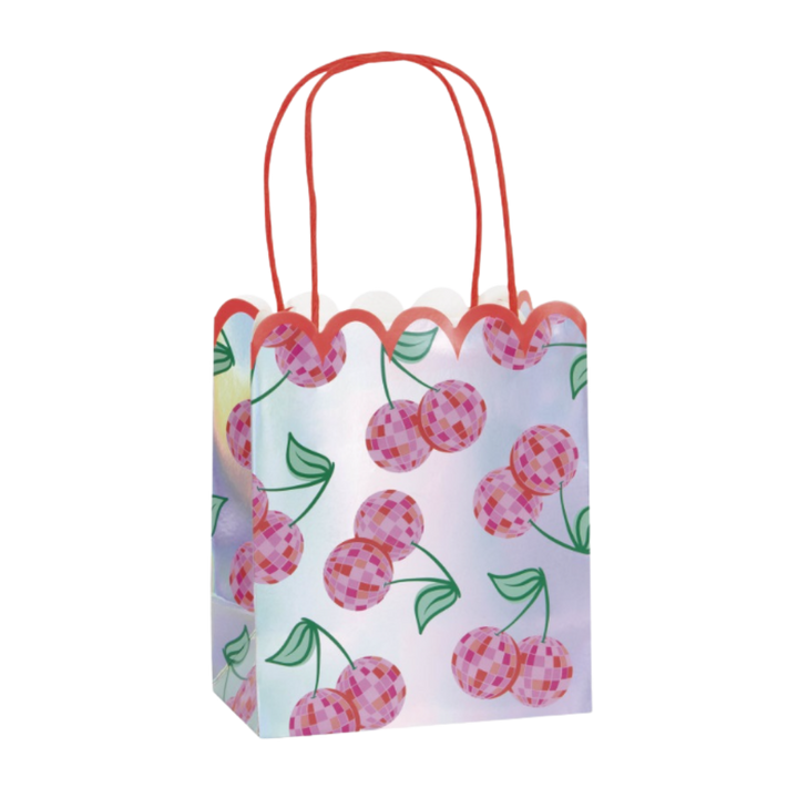 Iridescent with Red Foil Scalloped Edge Favor Bags
