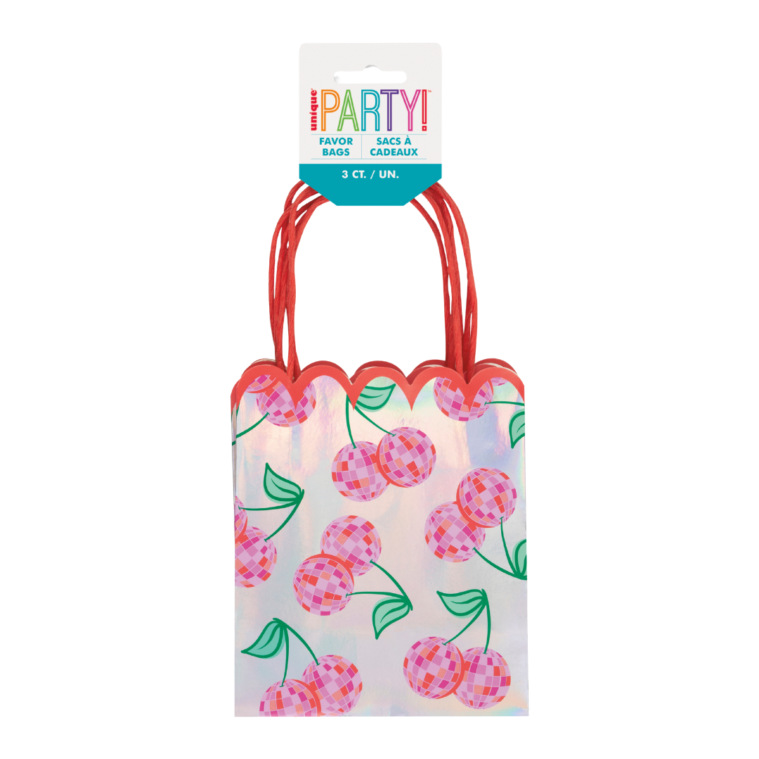 Iridescent with Red Foil Scalloped Edge Favor Bags