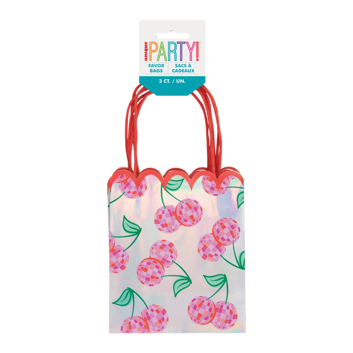 Iridescent with Red Foil Scalloped Edge Favor Bags